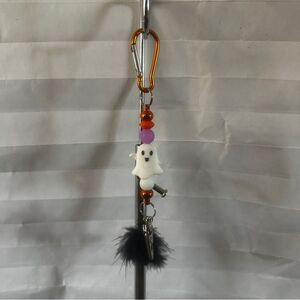 Handmade Halloween Feather Clip Keychain | Spooky Themed Bag Charm Gift